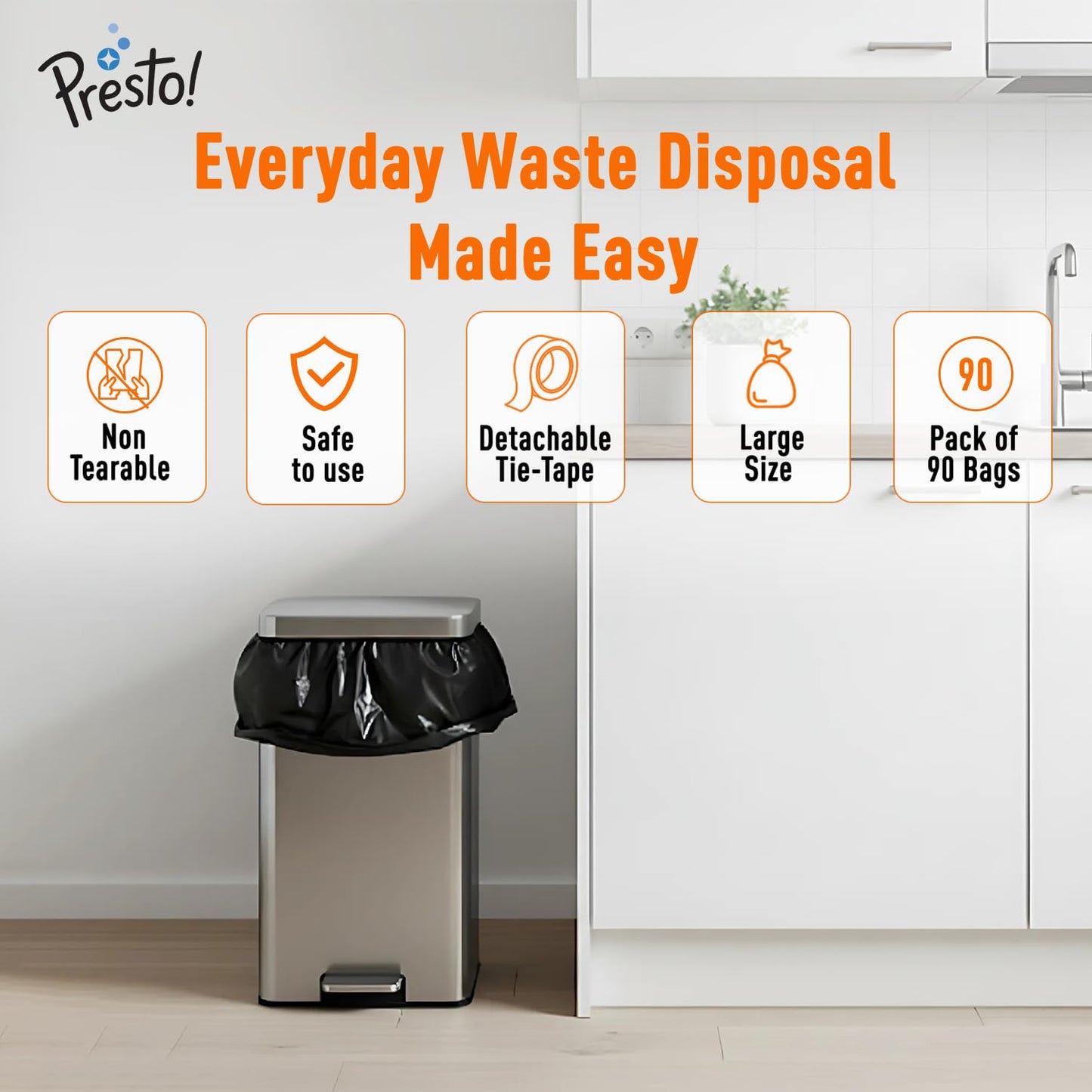 Presto! Durable Medium Garbage Bags